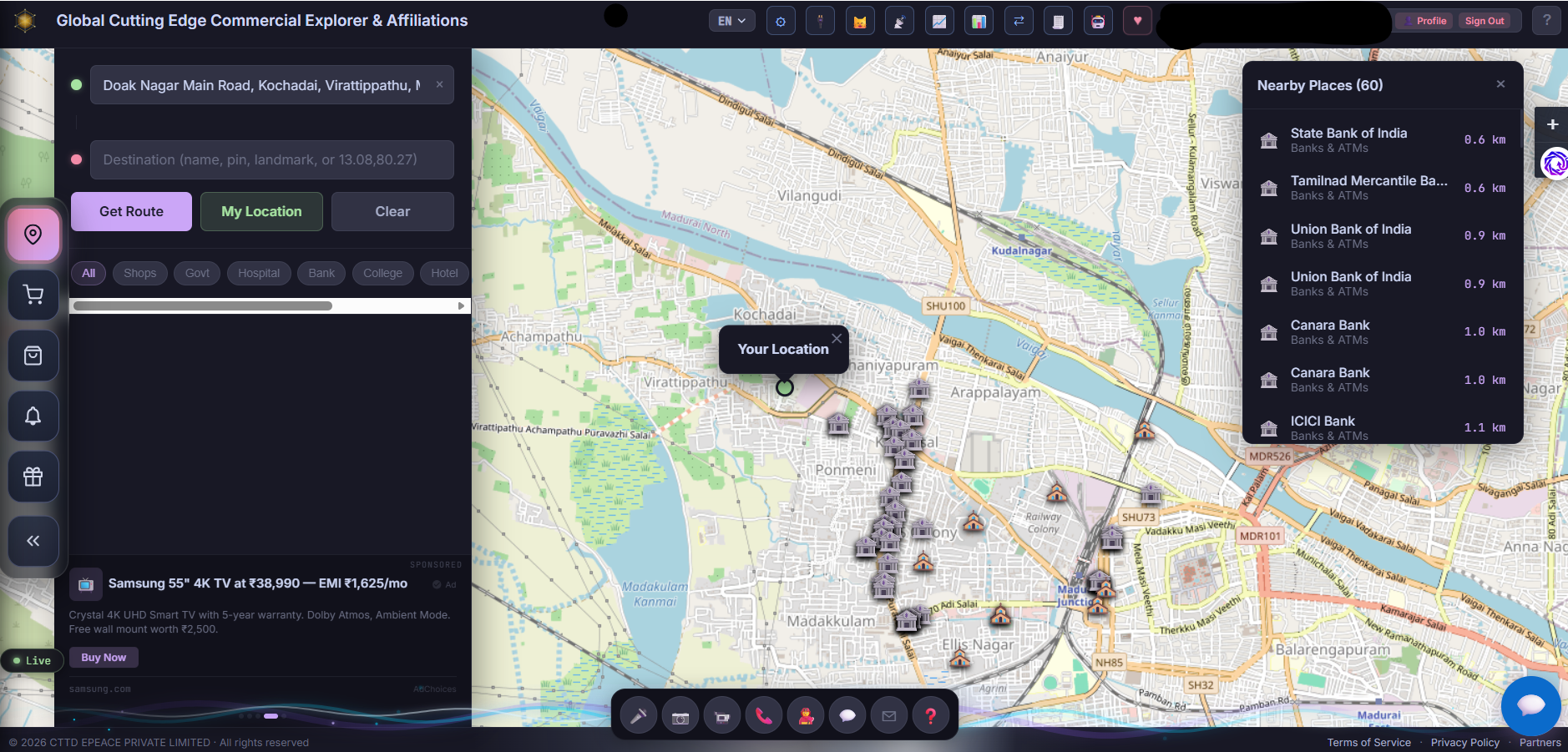 Commercial Explorer map view