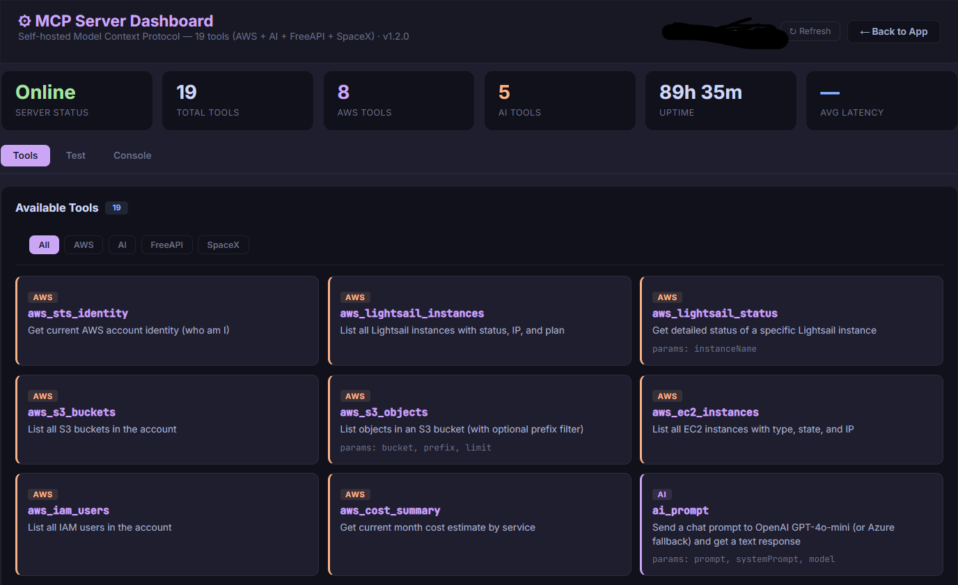 In-house MCP server page